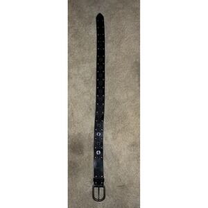 Linea Pelle Black Leather Studded Laced Belt Medium Bronze Y2K Grunge LP060720